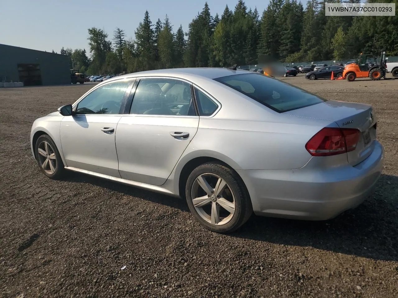 2012 Volkswagen Passat Se VIN: 1VWBN7A37CC010293 Lot: 70376514