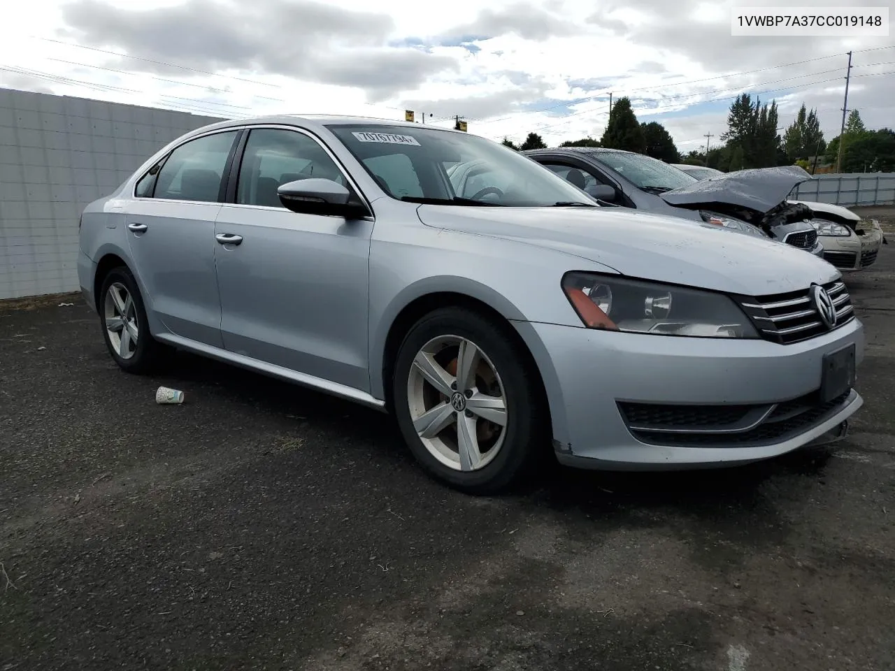 2012 Volkswagen Passat Se VIN: 1VWBP7A37CC019148 Lot: 70767794