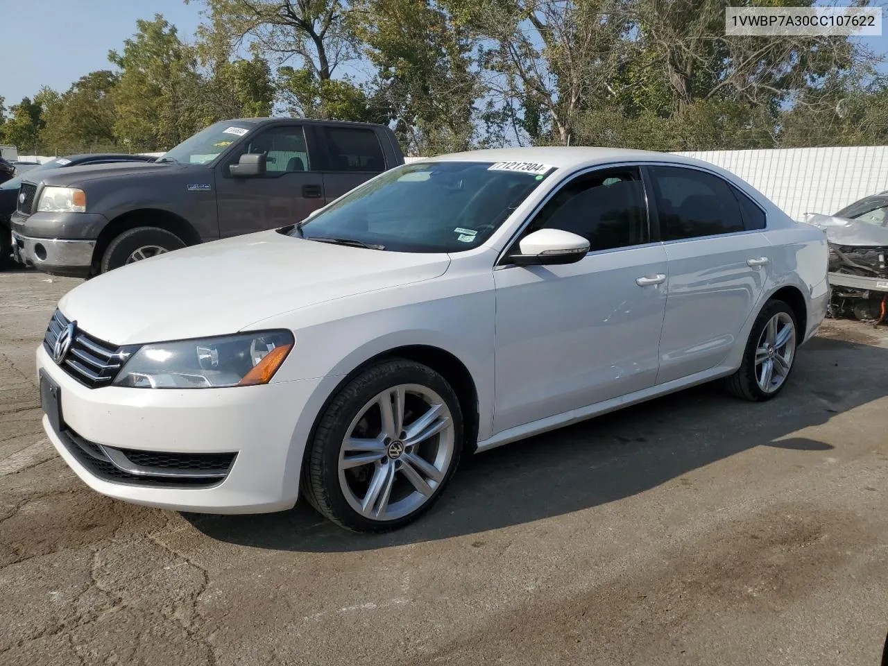 2012 Volkswagen Passat Se VIN: 1VWBP7A30CC107622 Lot: 71217304