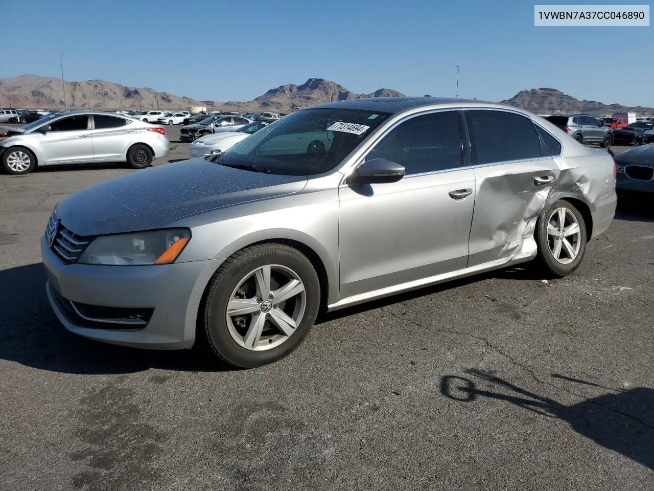 2012 Volkswagen Passat Se VIN: 1VWBN7A37CC046890 Lot: 71314694