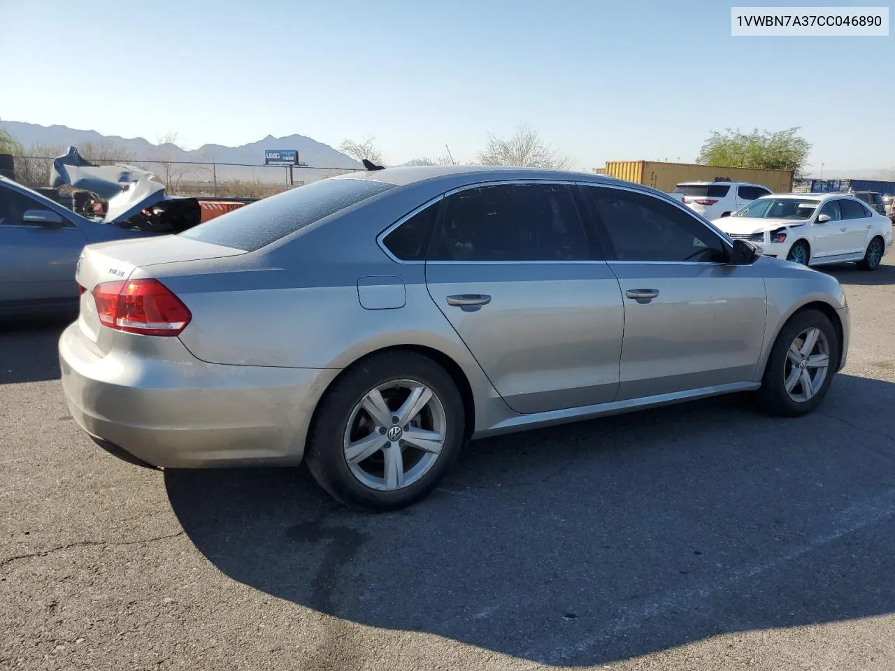 2012 Volkswagen Passat Se VIN: 1VWBN7A37CC046890 Lot: 71314694