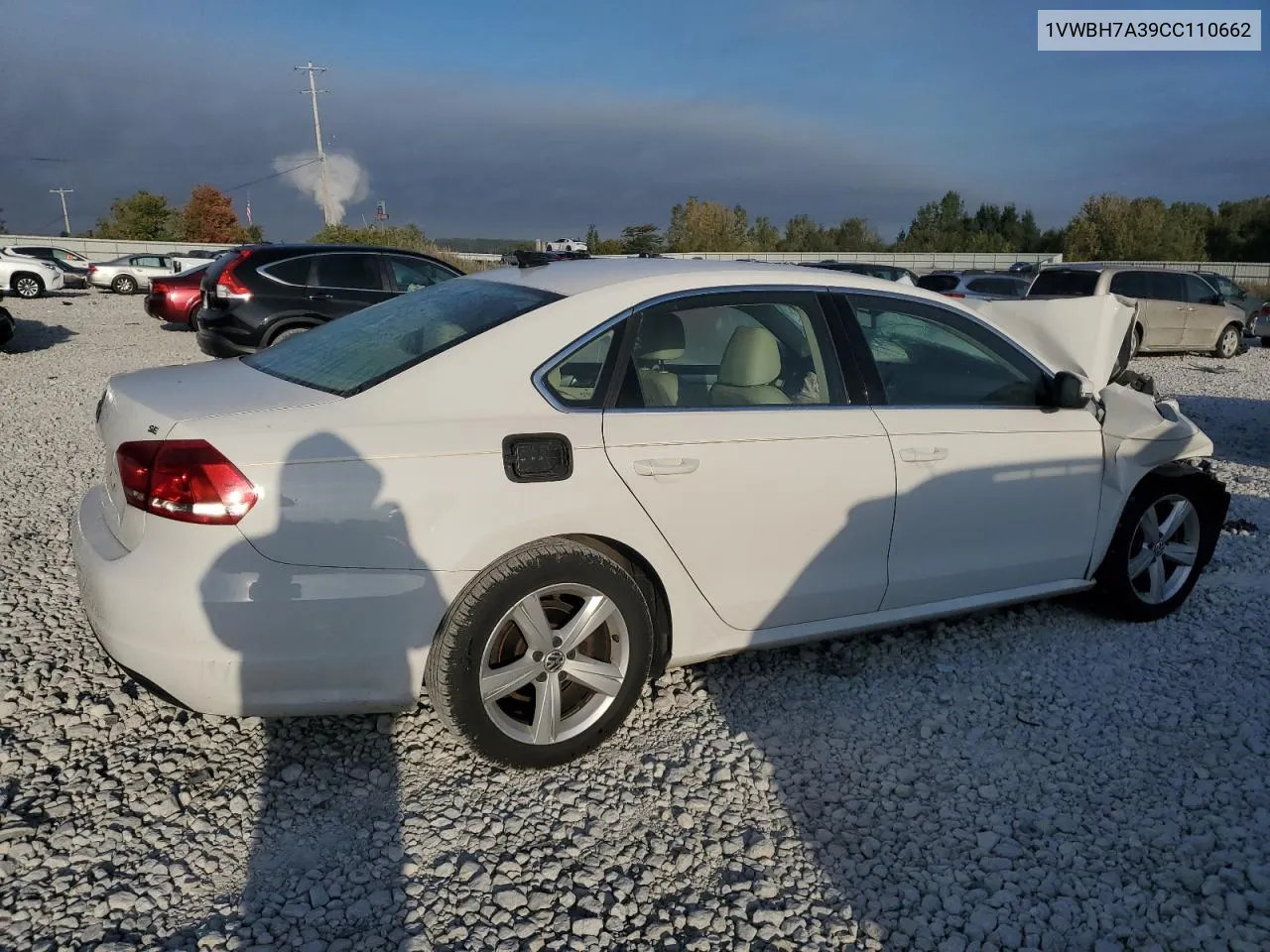 2012 Volkswagen Passat Se VIN: 1VWBH7A39CC110662 Lot: 71759724