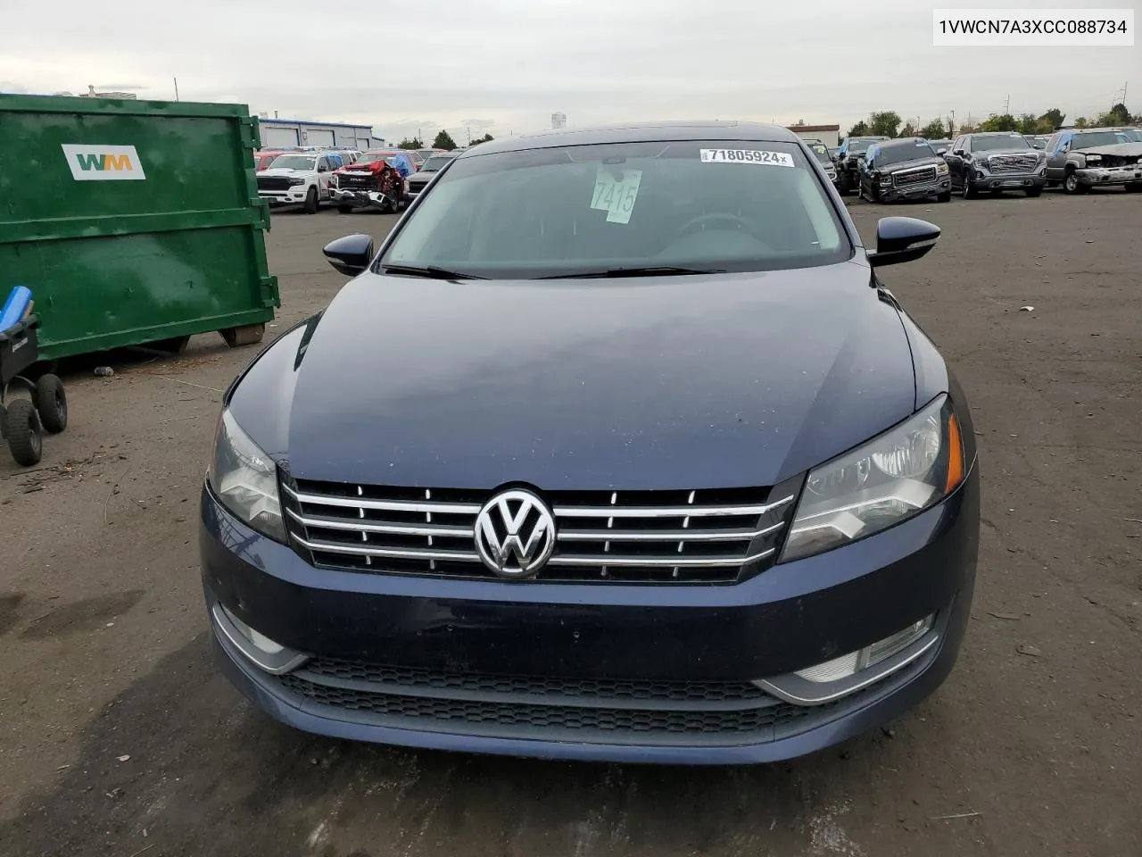 2012 Volkswagen Passat Sel VIN: 1VWCN7A3XCC088734 Lot: 71805924