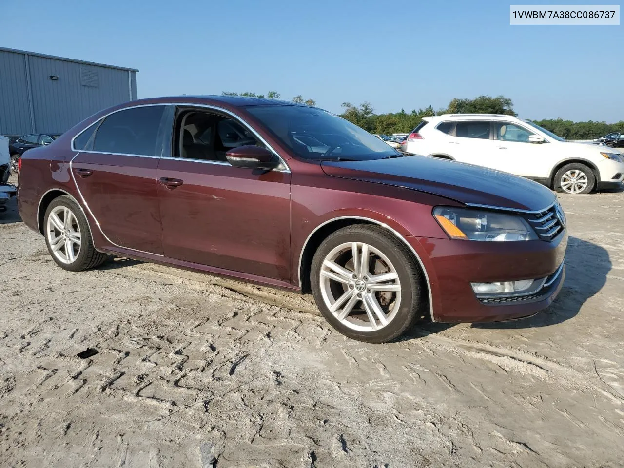 2012 Volkswagen Passat Se VIN: 1VWBM7A38CC086737 Lot: 72578654