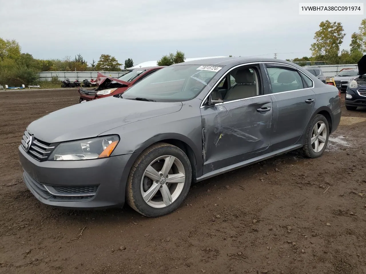 2012 Volkswagen Passat Se VIN: 1VWBH7A38CC091974 Lot: 73015724