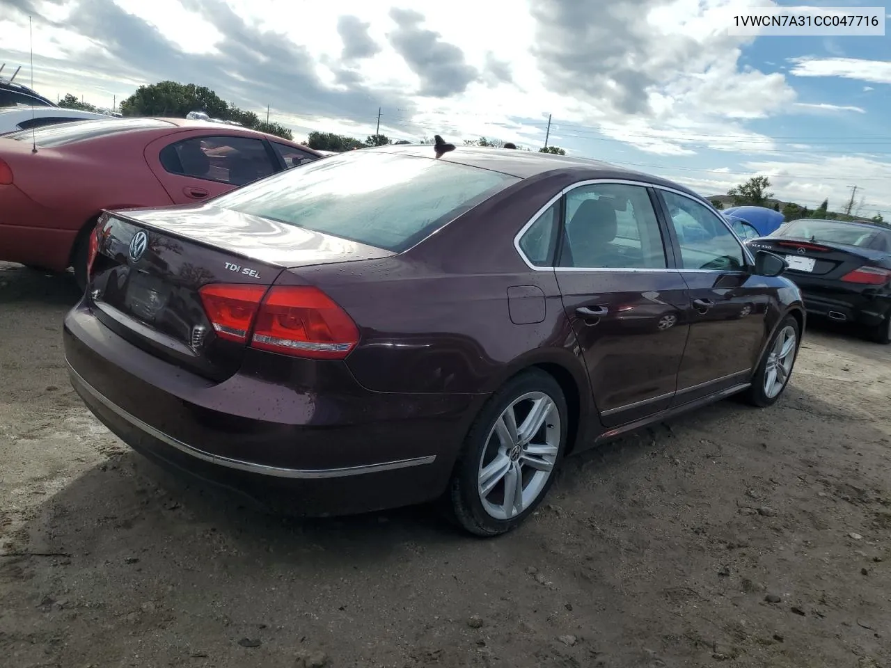 1VWCN7A31CC047716 2012 Volkswagen Passat Sel