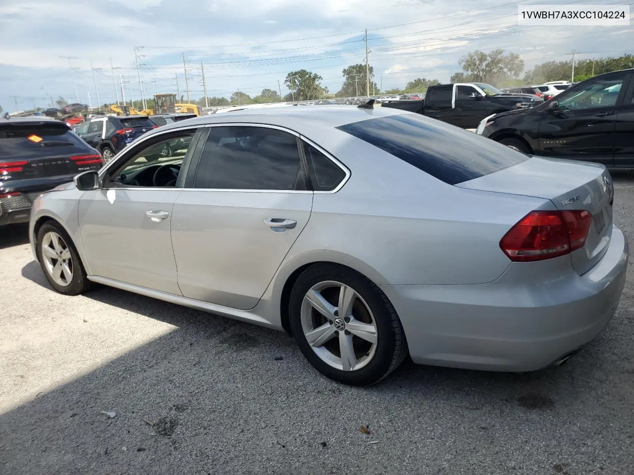 2012 Volkswagen Passat Se VIN: 1VWBH7A3XCC104224 Lot: 73950224