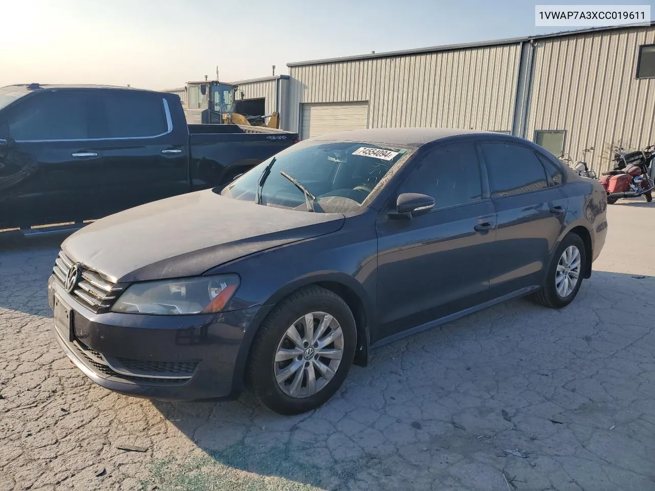 2012 Volkswagen Passat S VIN: 1VWAP7A3XCC019611 Lot: 74554094