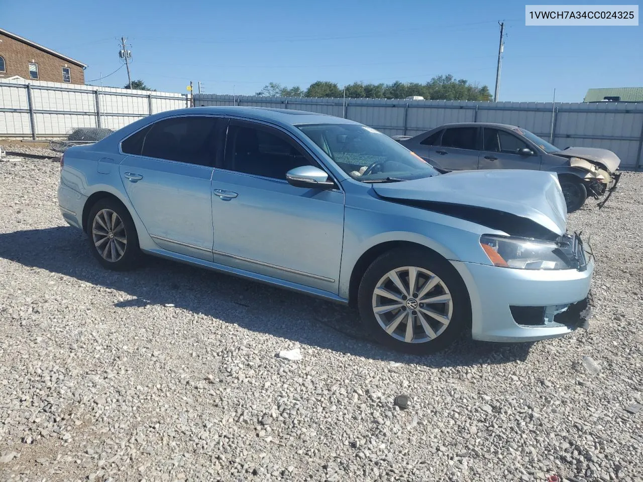 2012 Volkswagen Passat Sel VIN: 1VWCH7A34CC024325 Lot: 75225084