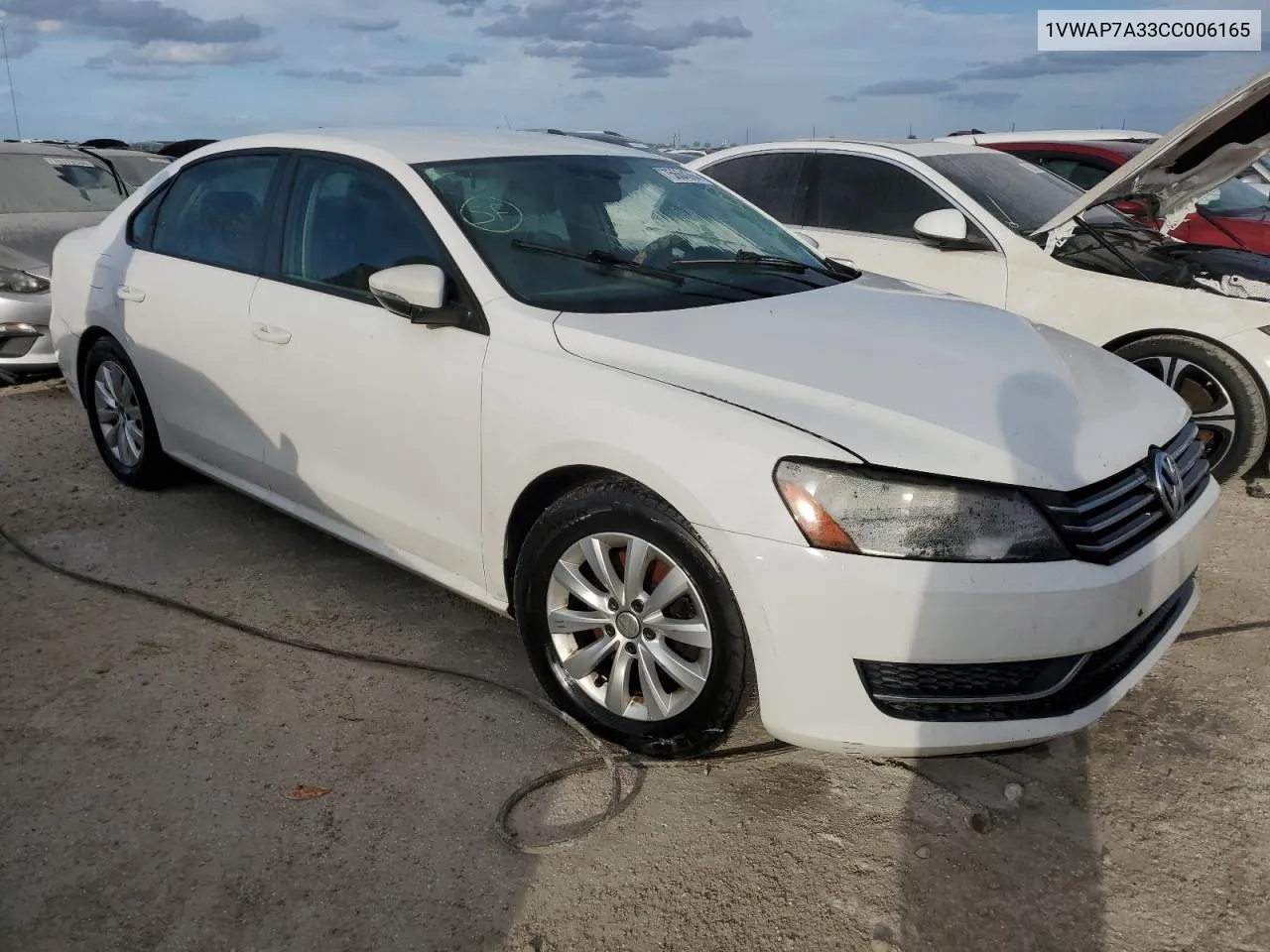 2012 Volkswagen Passat S VIN: 1VWAP7A33CC006165 Lot: 75664364