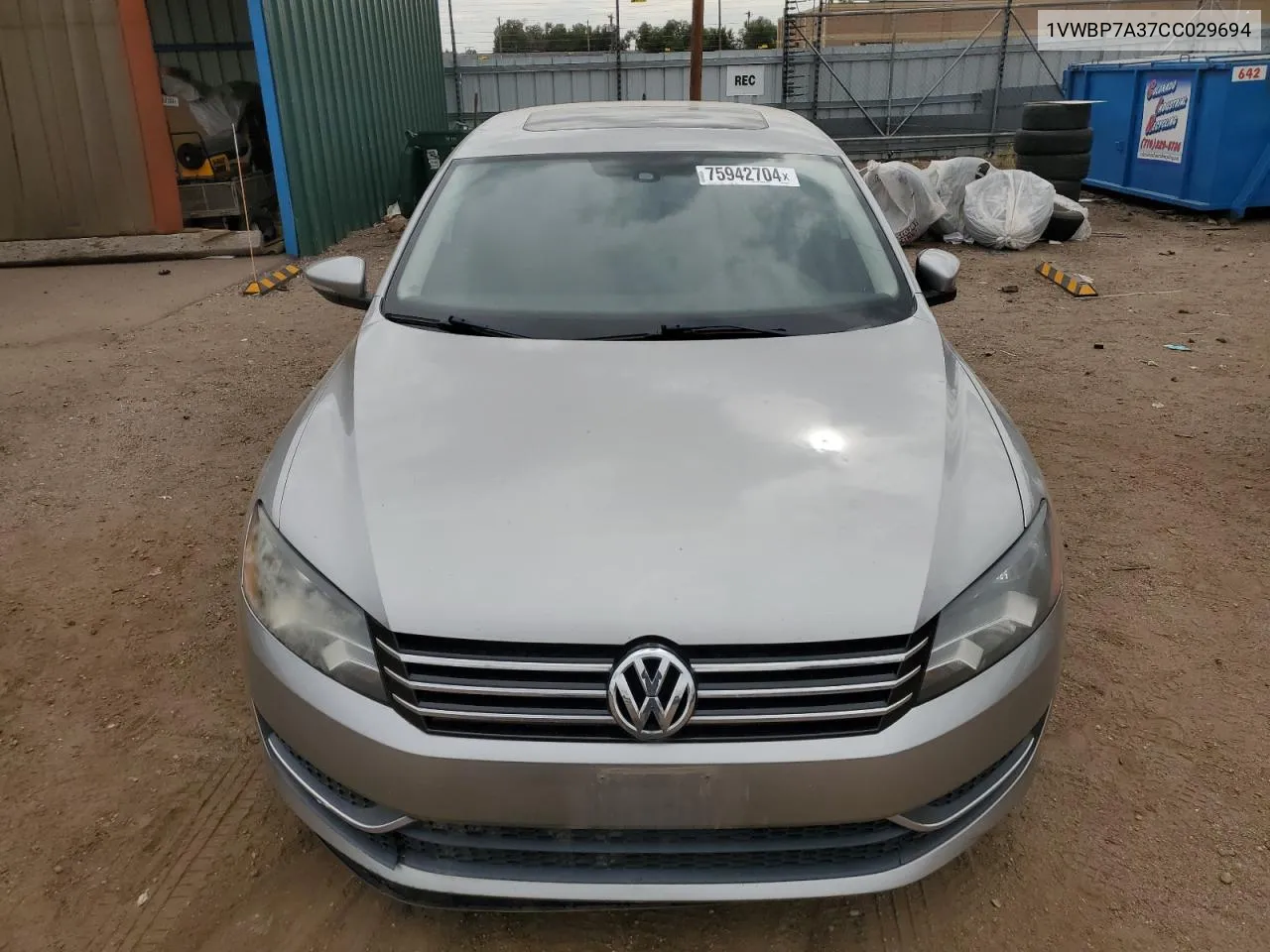 2012 Volkswagen Passat Se VIN: 1VWBP7A37CC029694 Lot: 75942704