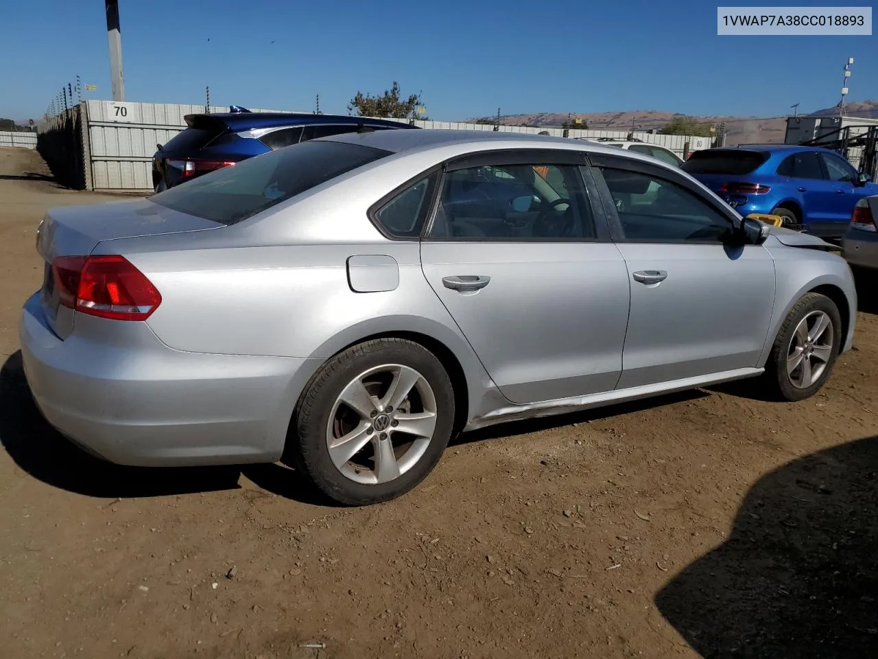 2012 Volkswagen Passat S VIN: 1VWAP7A38CC018893 Lot: 75950814