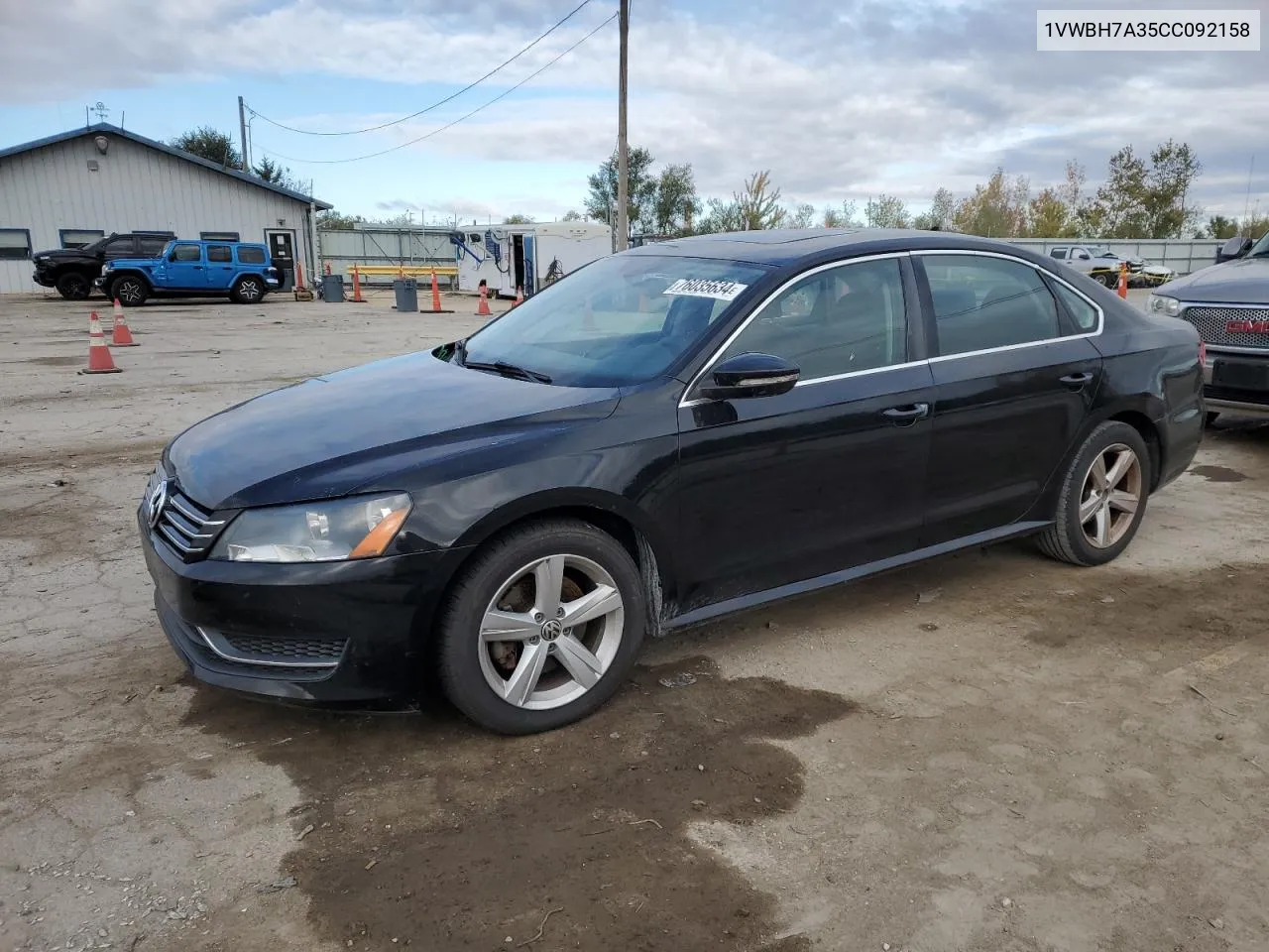 2012 Volkswagen Passat Se VIN: 1VWBH7A35CC092158 Lot: 76035634