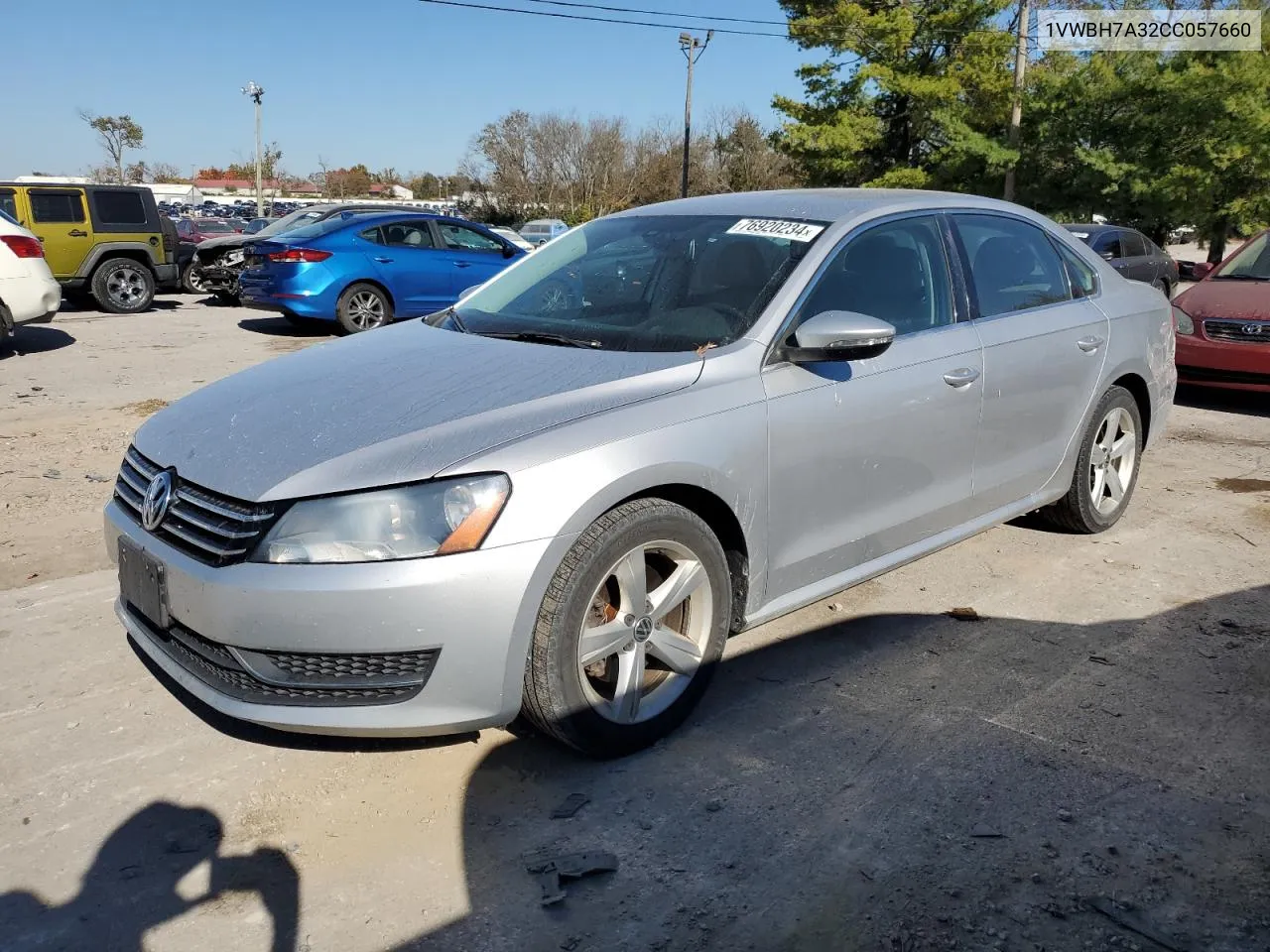 2012 Volkswagen Passat Se VIN: 1VWBH7A32CC057660 Lot: 76920234