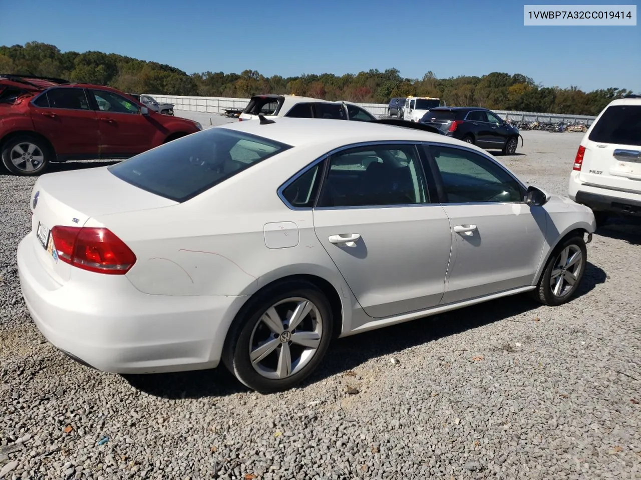 1VWBP7A32CC019414 2012 Volkswagen Passat Se