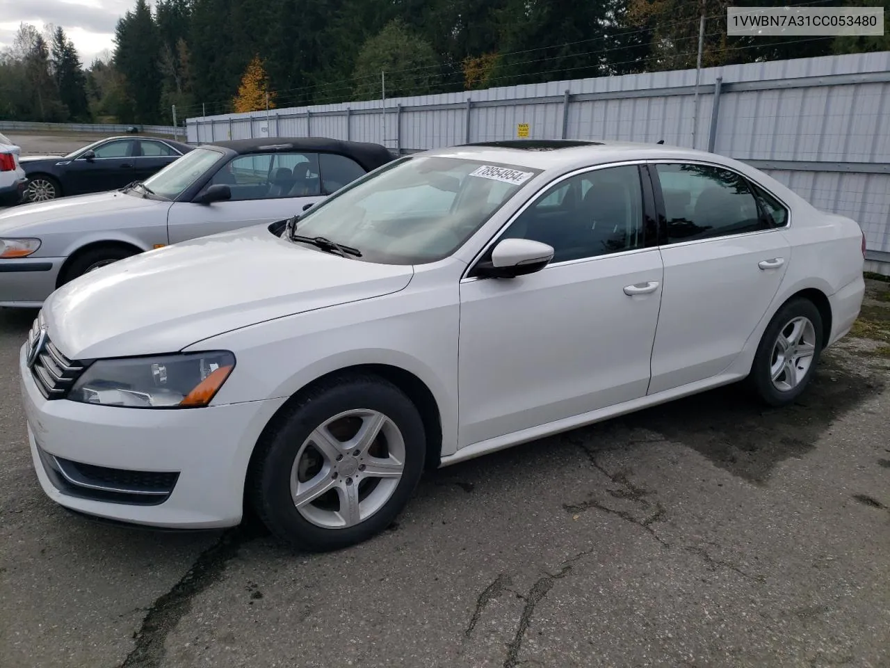 2012 Volkswagen Passat Se VIN: 1VWBN7A31CC053480 Lot: 78954954