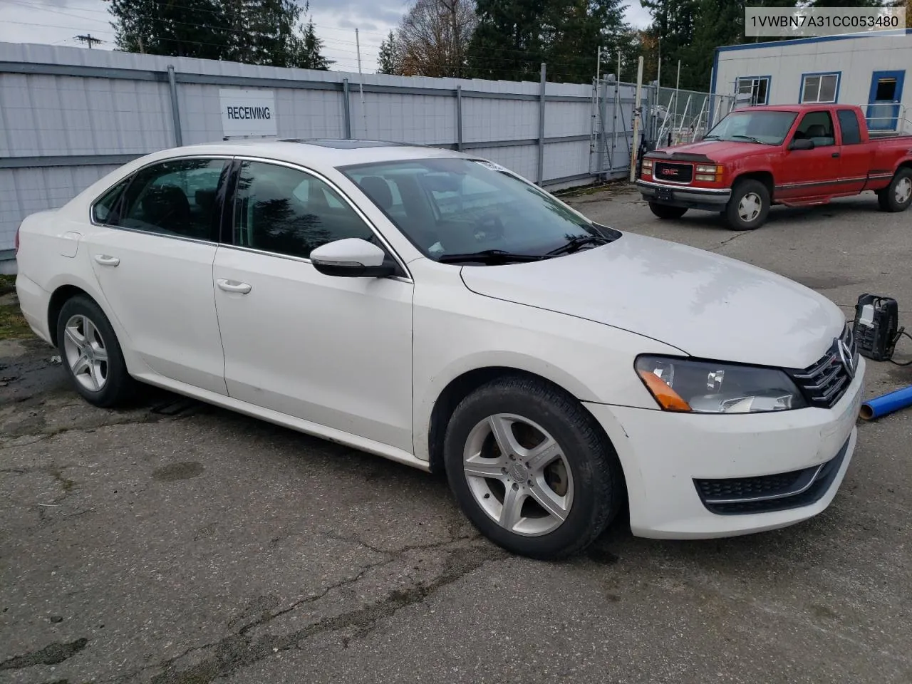 2012 Volkswagen Passat Se VIN: 1VWBN7A31CC053480 Lot: 78954954