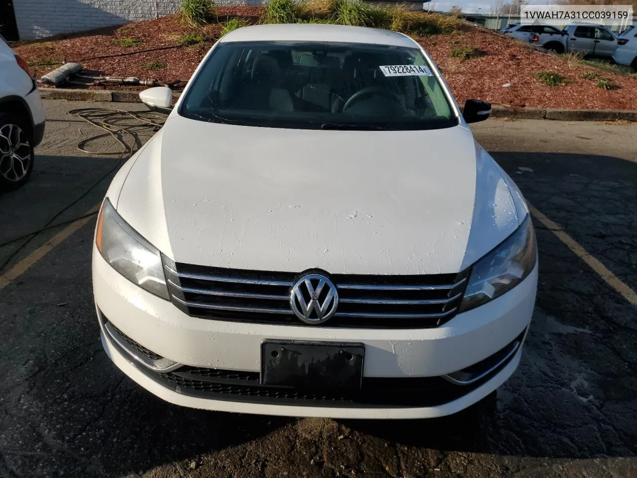 2012 Volkswagen Passat S VIN: 1VWAH7A31CC039159 Lot: 79228414