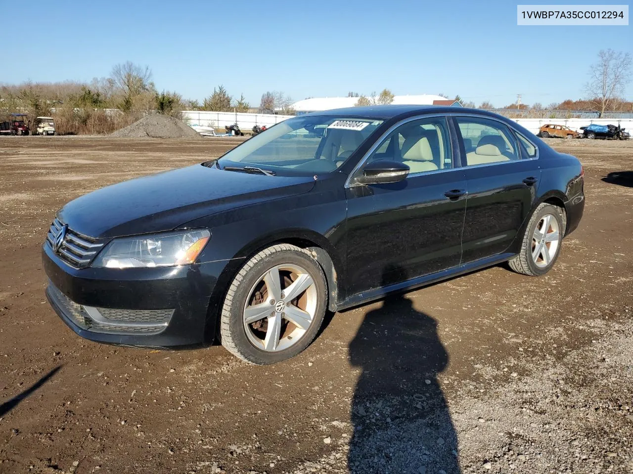 2012 Volkswagen Passat Se VIN: 1VWBP7A35CC012294 Lot: 80069084