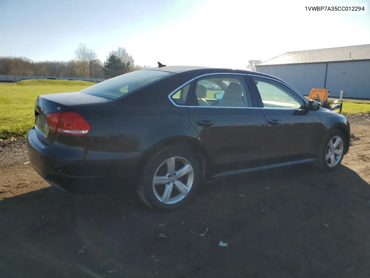 2012 Volkswagen Passat Se VIN: 1VWBP7A35CC012294 Lot: 80069084