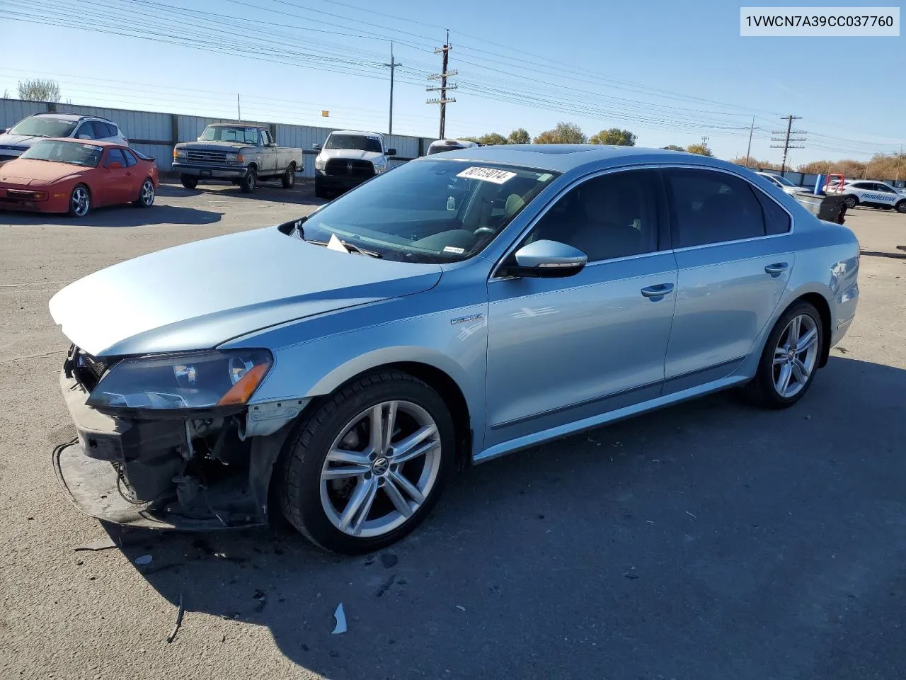 2012 Volkswagen Passat Sel VIN: 1VWCN7A39CC037760 Lot: 80159014