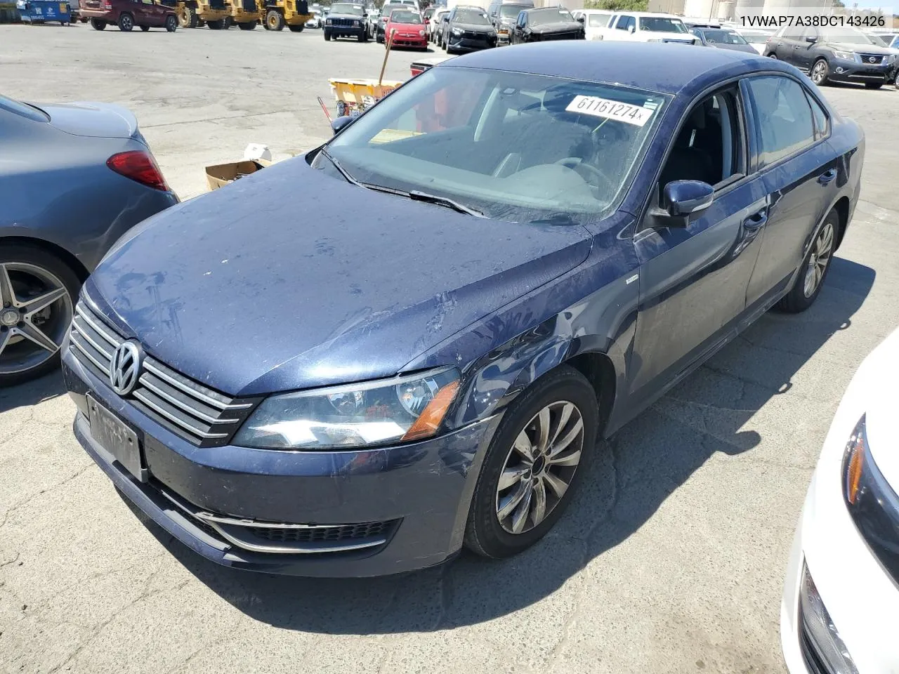 2013 Volkswagen Passat S VIN: 1VWAP7A38DC143426 Lot: 61161274