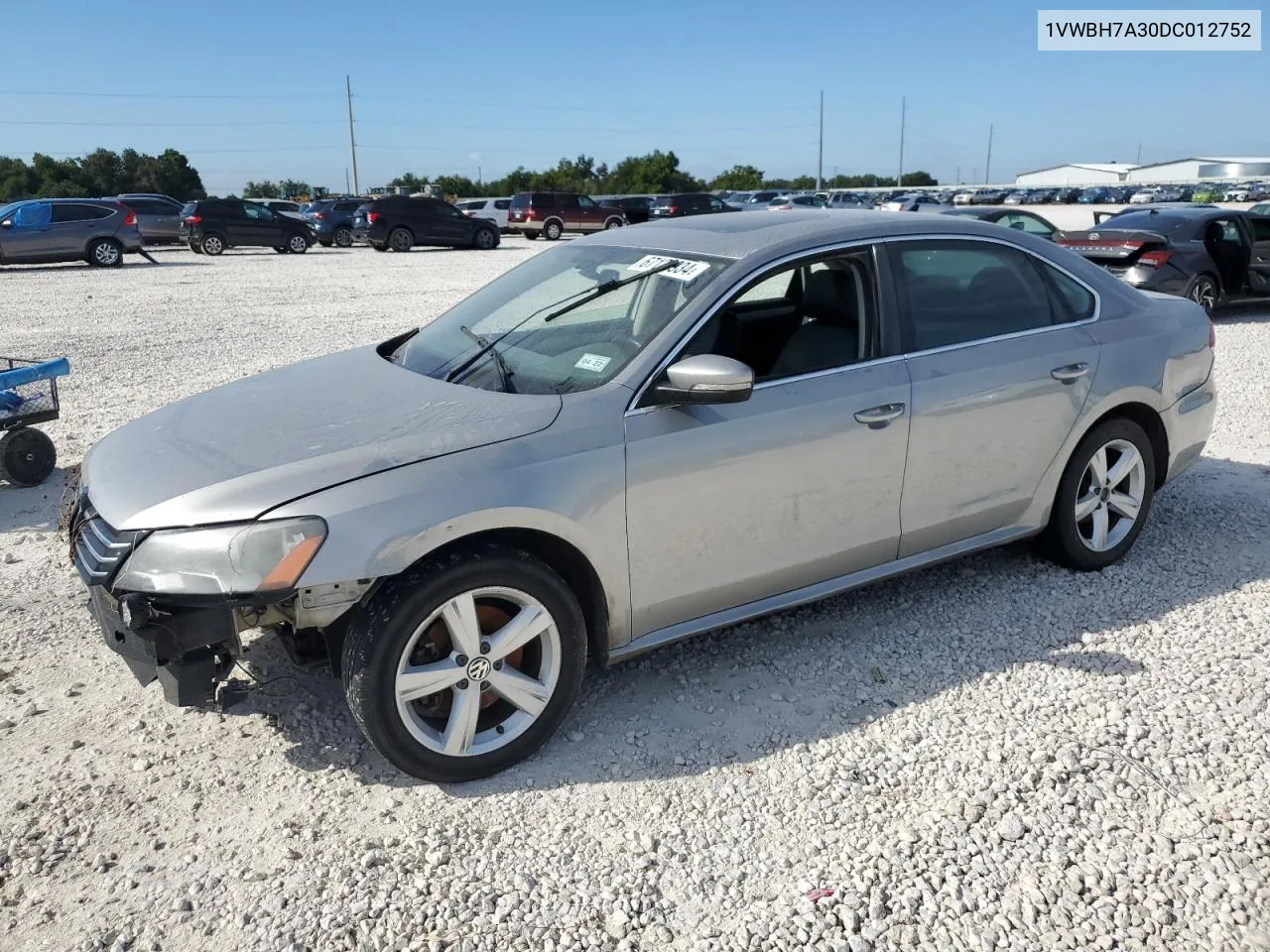 2013 Volkswagen Passat Se VIN: 1VWBH7A30DC012752 Lot: 67130934