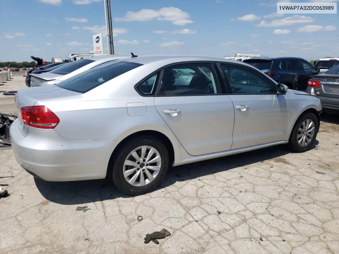 2013 Volkswagen Passat S VIN: 1VWAP7A32DC063989 Lot: 68214094