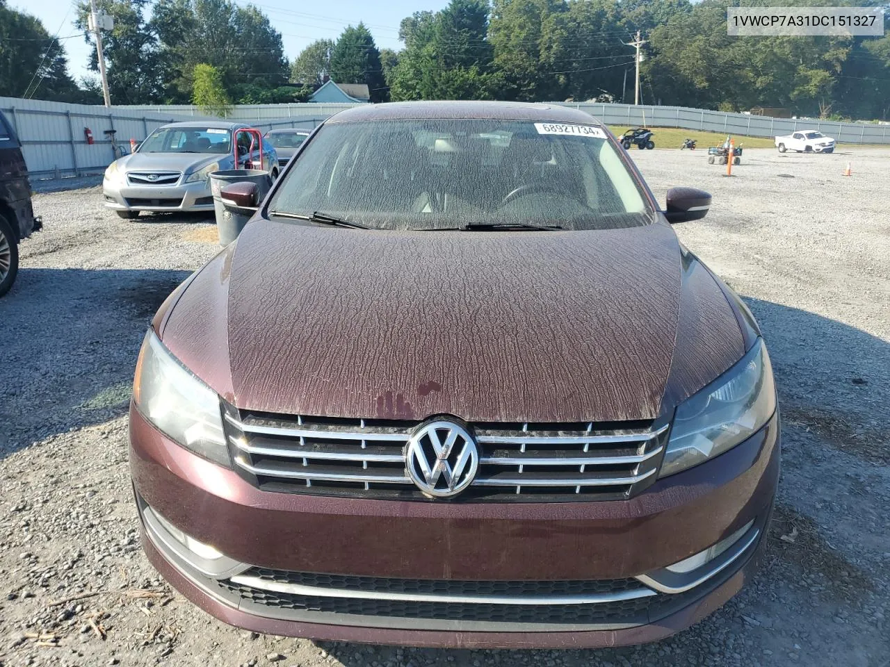 2013 Volkswagen Passat Sel VIN: 1VWCP7A31DC151327 Lot: 68927734