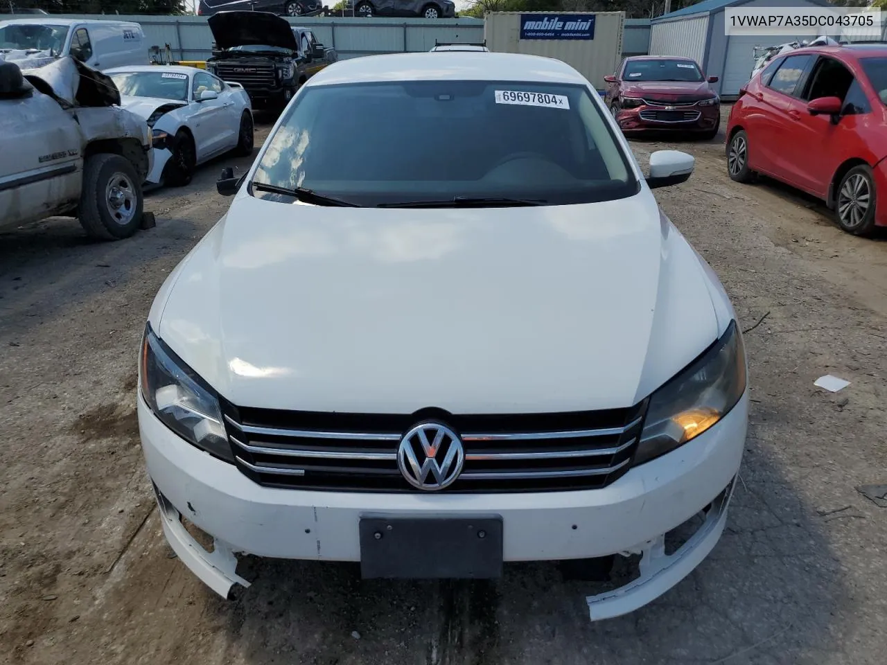 2013 Volkswagen Passat S VIN: 1VWAP7A35DC043705 Lot: 69697804