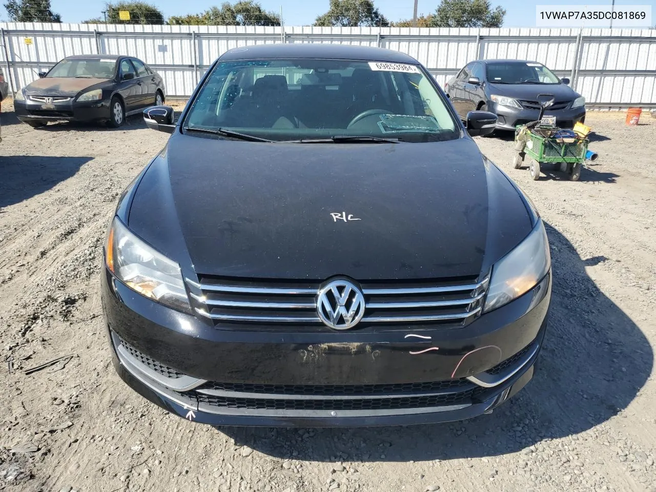 2013 Volkswagen Passat S VIN: 1VWAP7A35DC081869 Lot: 69853984