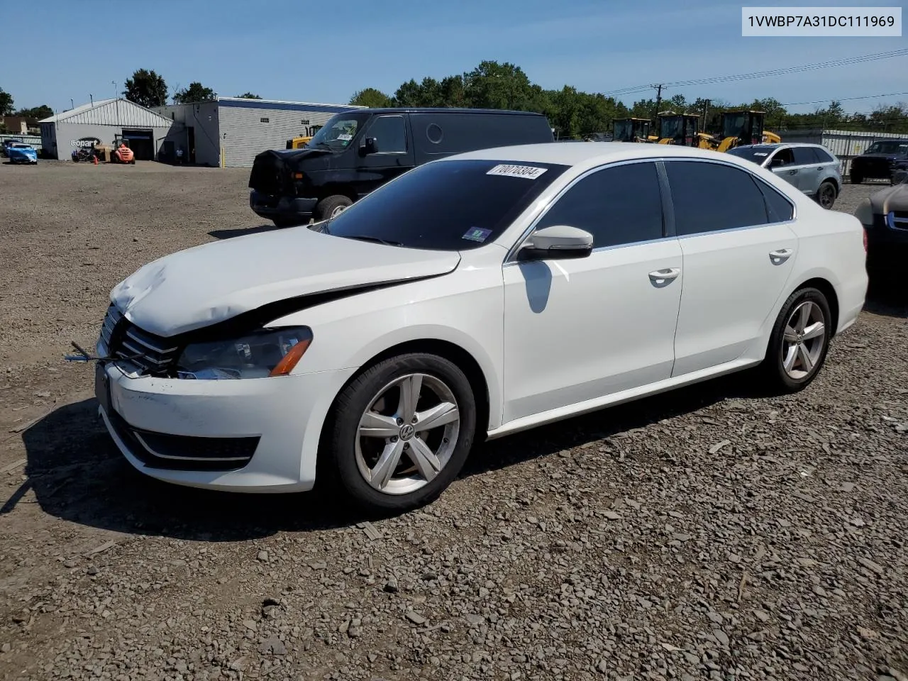 2013 Volkswagen Passat Se VIN: 1VWBP7A31DC111969 Lot: 70070304