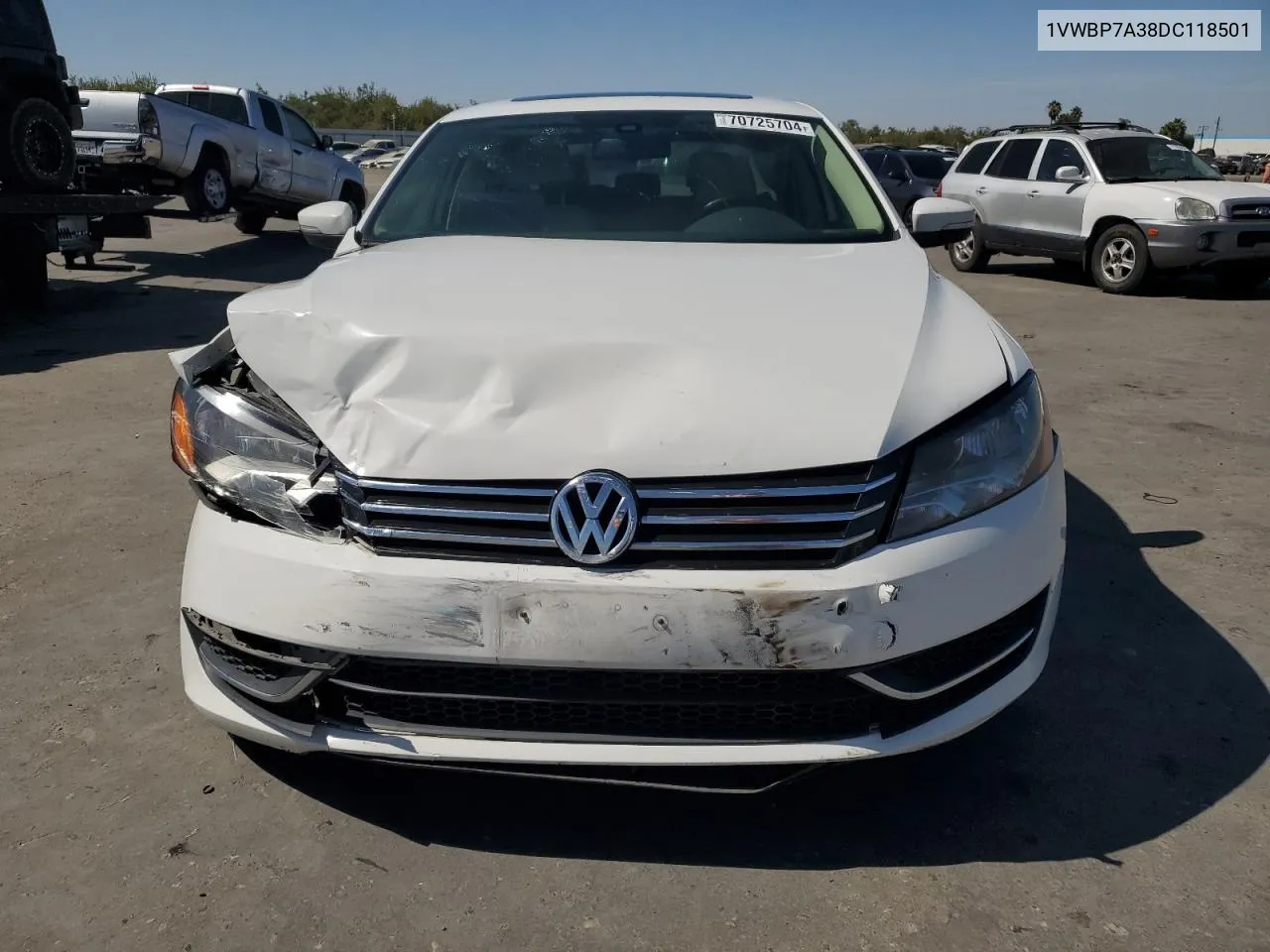 2013 Volkswagen Passat Se VIN: 1VWBP7A38DC118501 Lot: 70725704