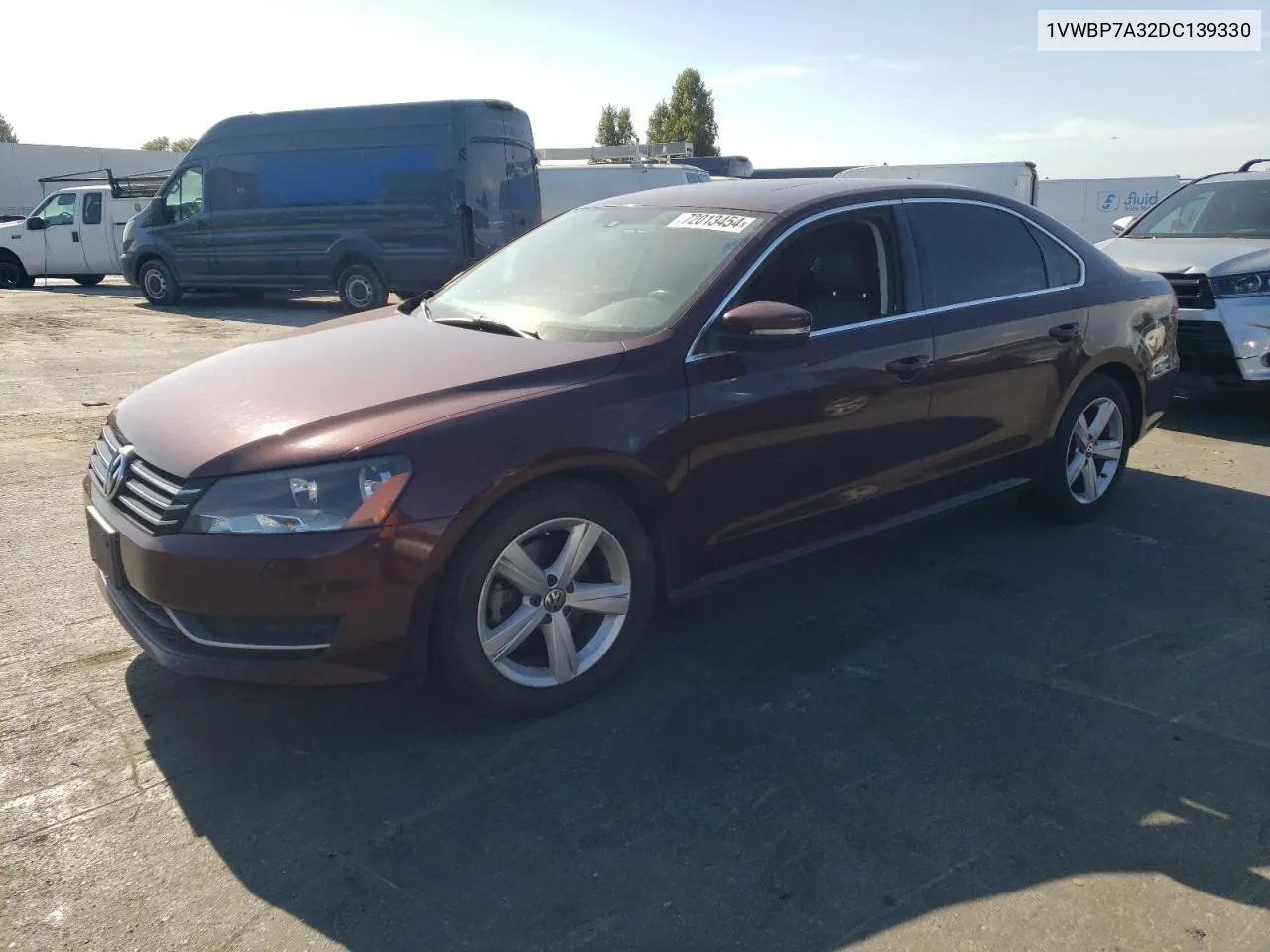 2013 Volkswagen Passat Se VIN: 1VWBP7A32DC139330 Lot: 72013454