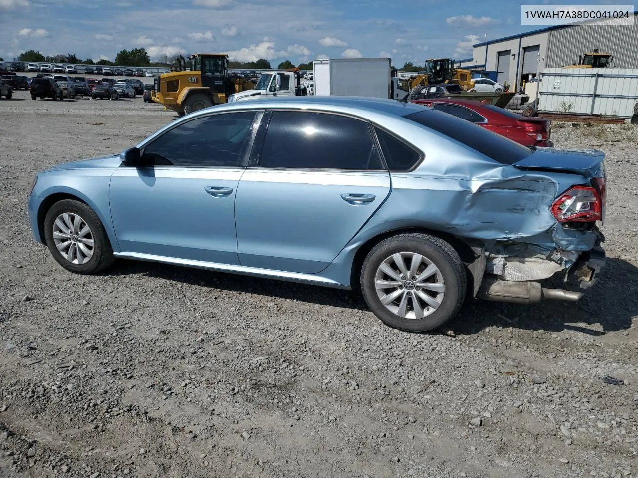 2013 Volkswagen Passat S VIN: 1VWAH7A38DC041024 Lot: 72445534