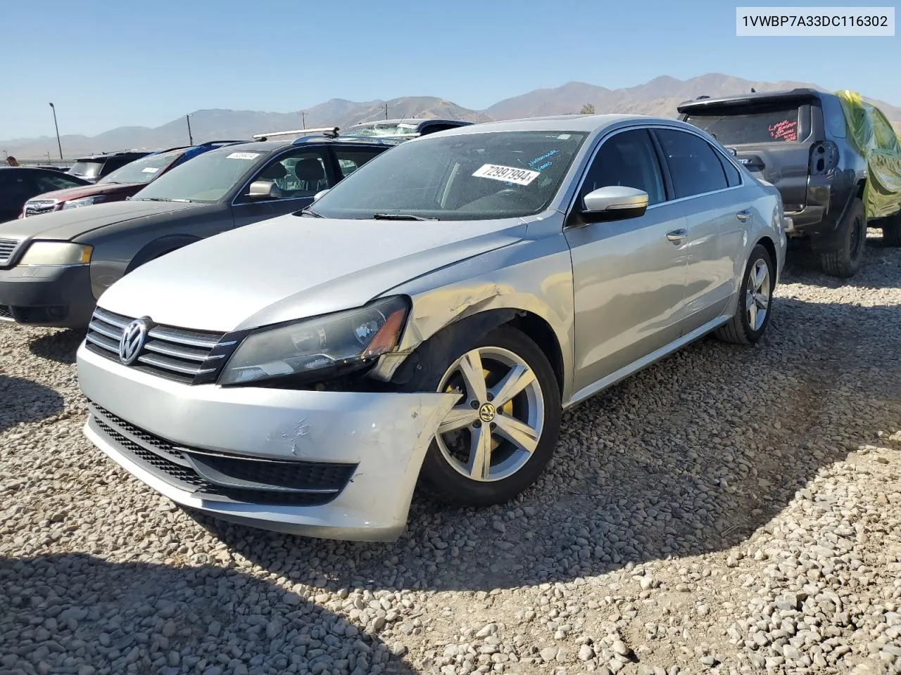 1VWBP7A33DC116302 2013 Volkswagen Passat Se