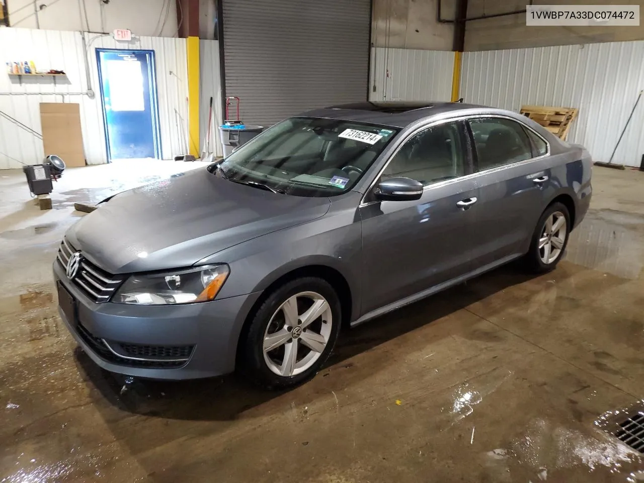 2013 Volkswagen Passat Se VIN: 1VWBP7A33DC074472 Lot: 73162214