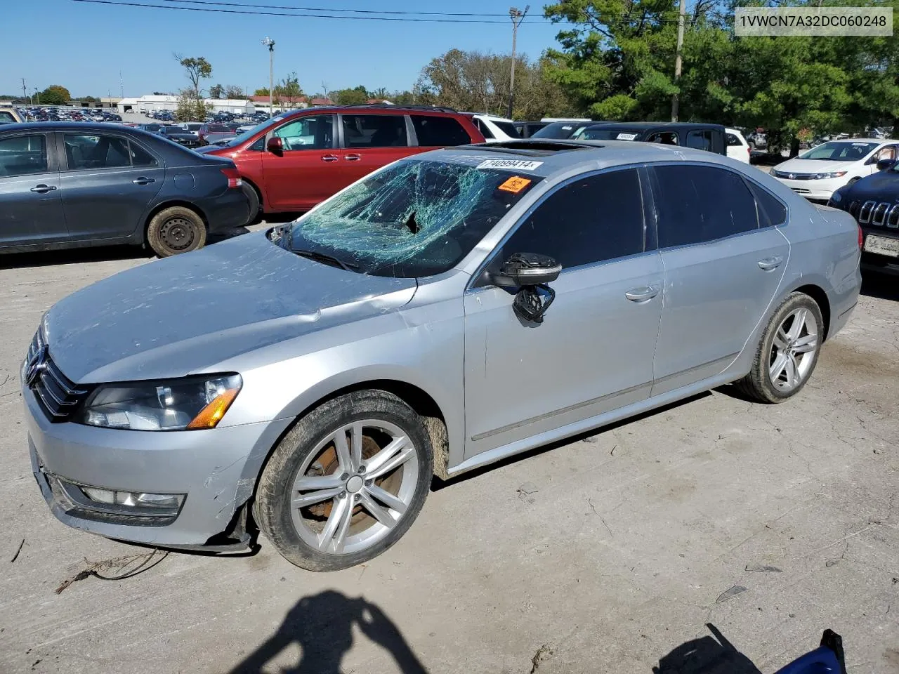 2013 Volkswagen Passat Sel VIN: 1VWCN7A32DC060248 Lot: 74099414