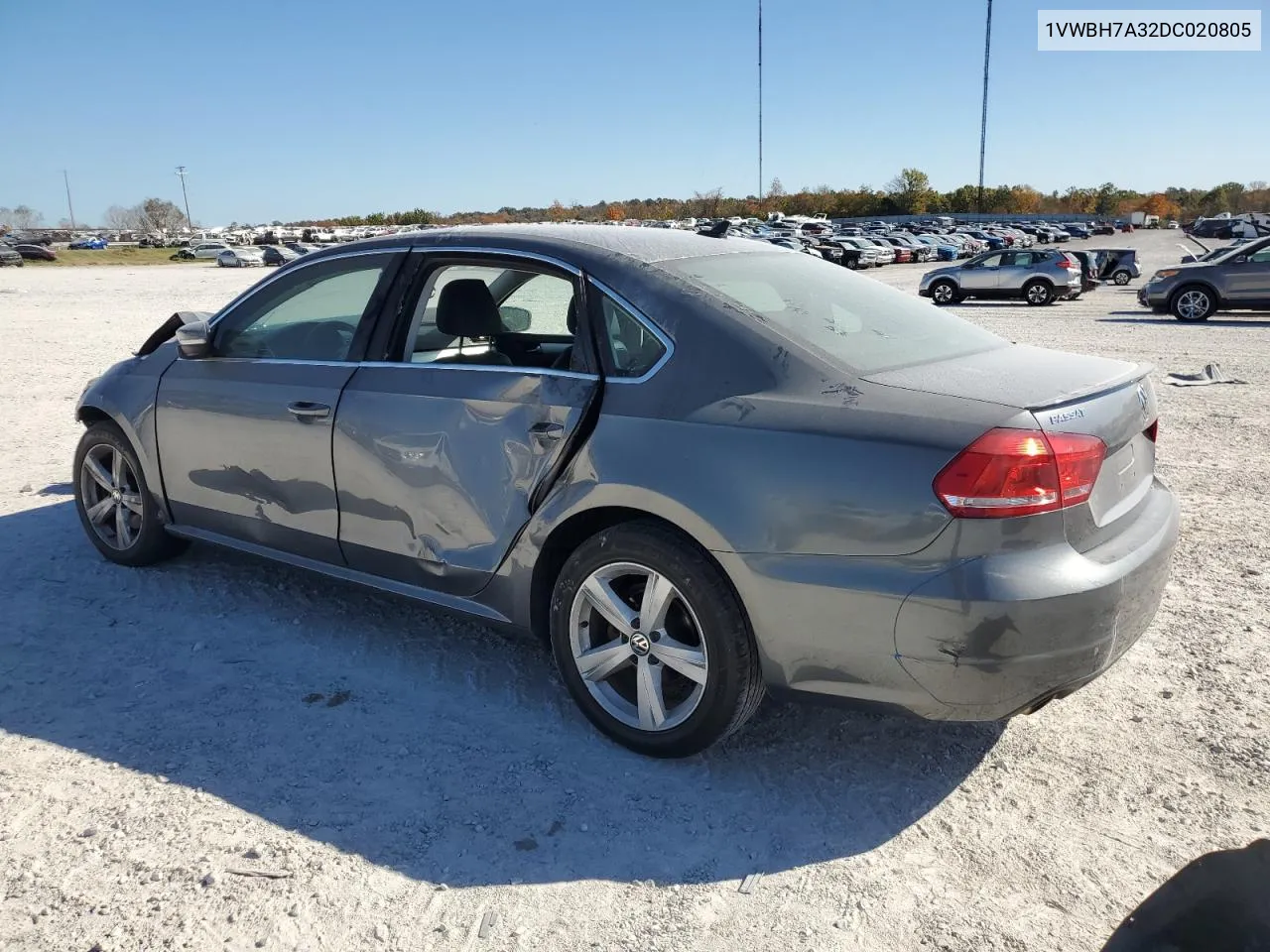 2013 Volkswagen Passat Se VIN: 1VWBH7A32DC020805 Lot: 75475834