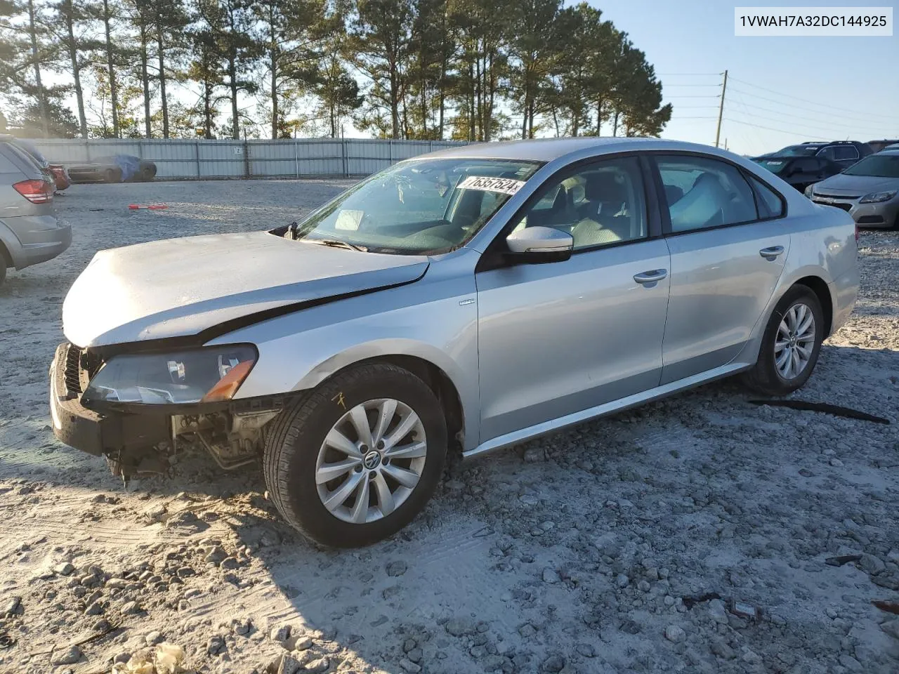 2013 Volkswagen Passat S VIN: 1VWAH7A32DC144925 Lot: 76357524