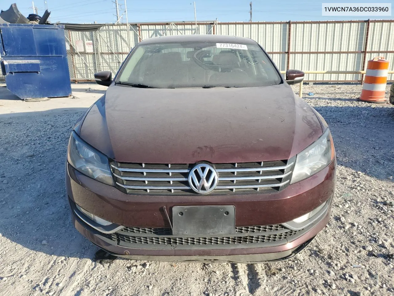 1VWCN7A36DC033960 2013 Volkswagen Passat Sel