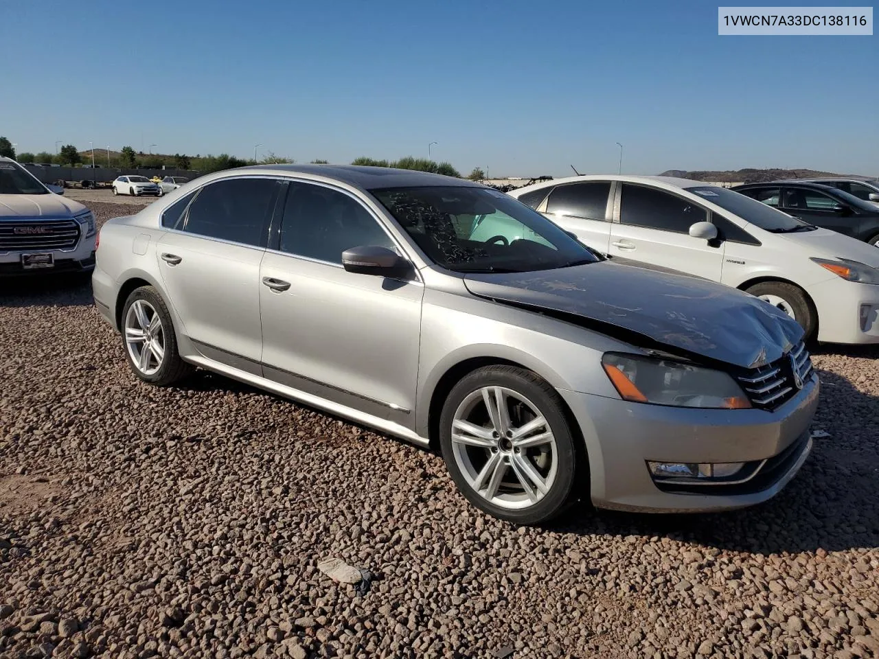 2013 Volkswagen Passat Sel VIN: 1VWCN7A33DC138116 Lot: 77853764