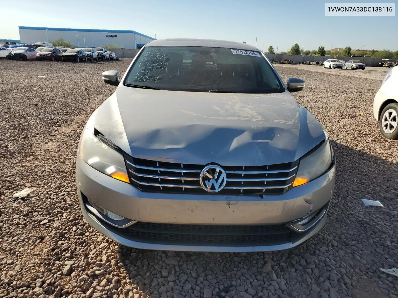 2013 Volkswagen Passat Sel VIN: 1VWCN7A33DC138116 Lot: 77853764