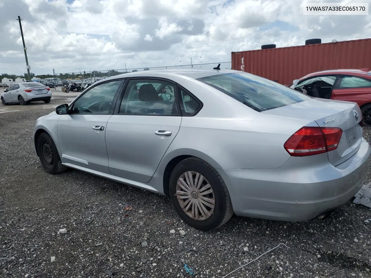 2014 Volkswagen Passat S VIN: 1VWAS7A33EC065170 Lot: 60150774