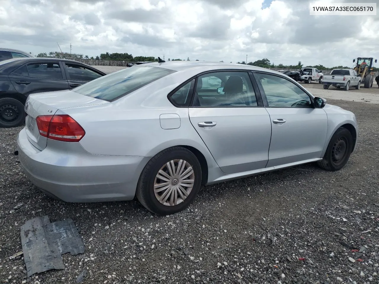 2014 Volkswagen Passat S VIN: 1VWAS7A33EC065170 Lot: 60150774