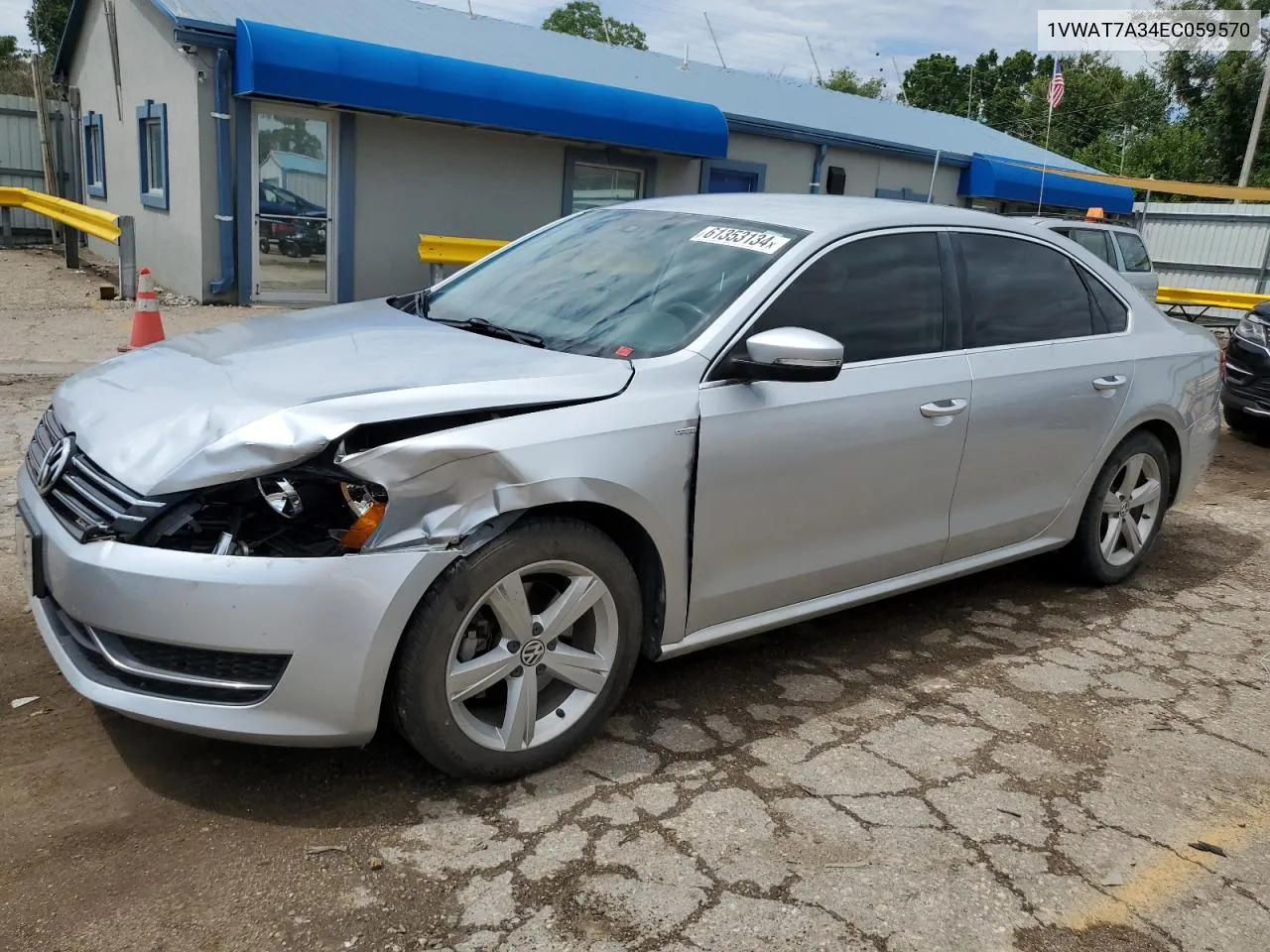 2014 Volkswagen Passat S VIN: 1VWAT7A34EC059570 Lot: 61353134