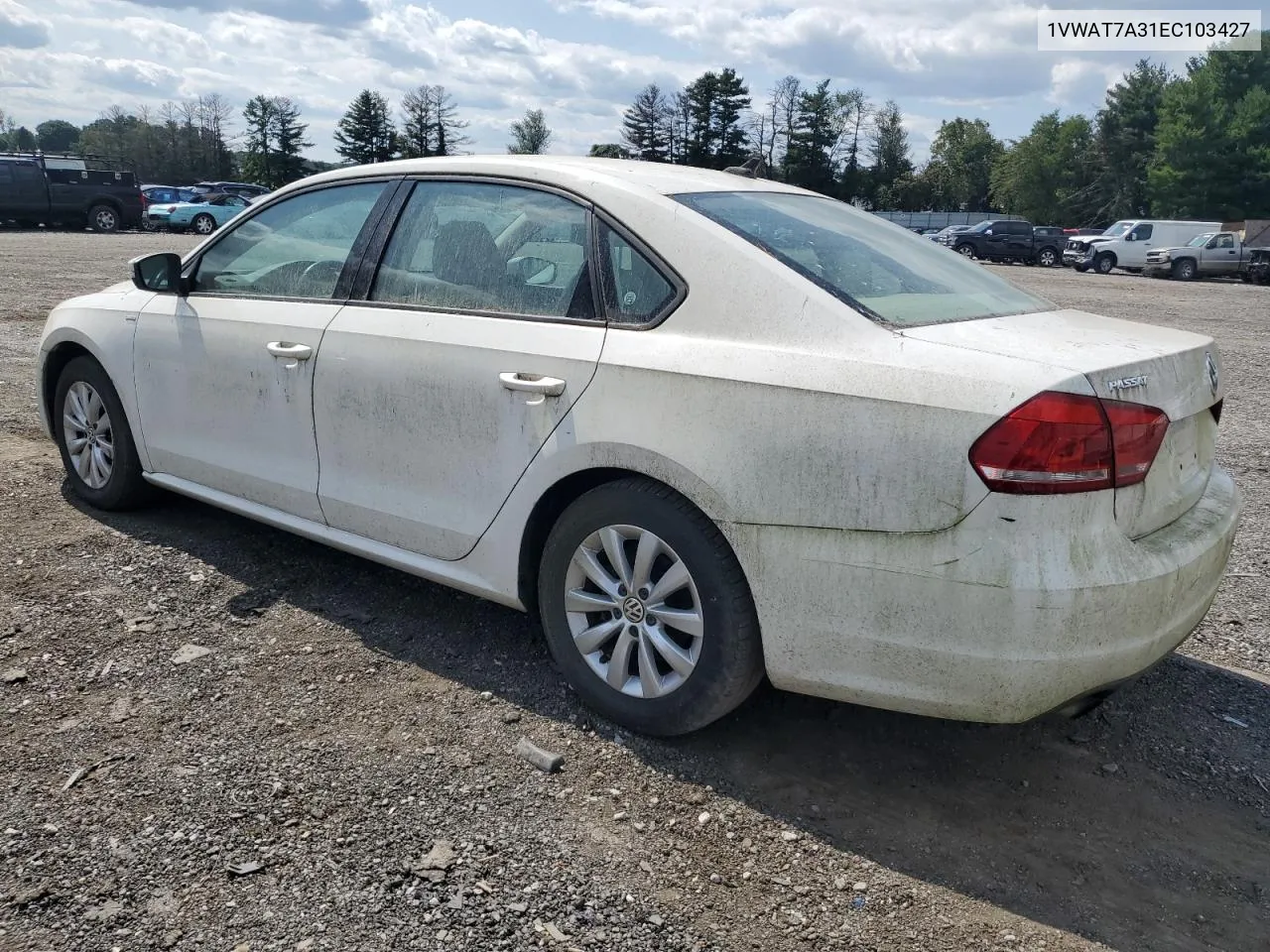 2014 Volkswagen Passat S VIN: 1VWAT7A31EC103427 Lot: 68312274