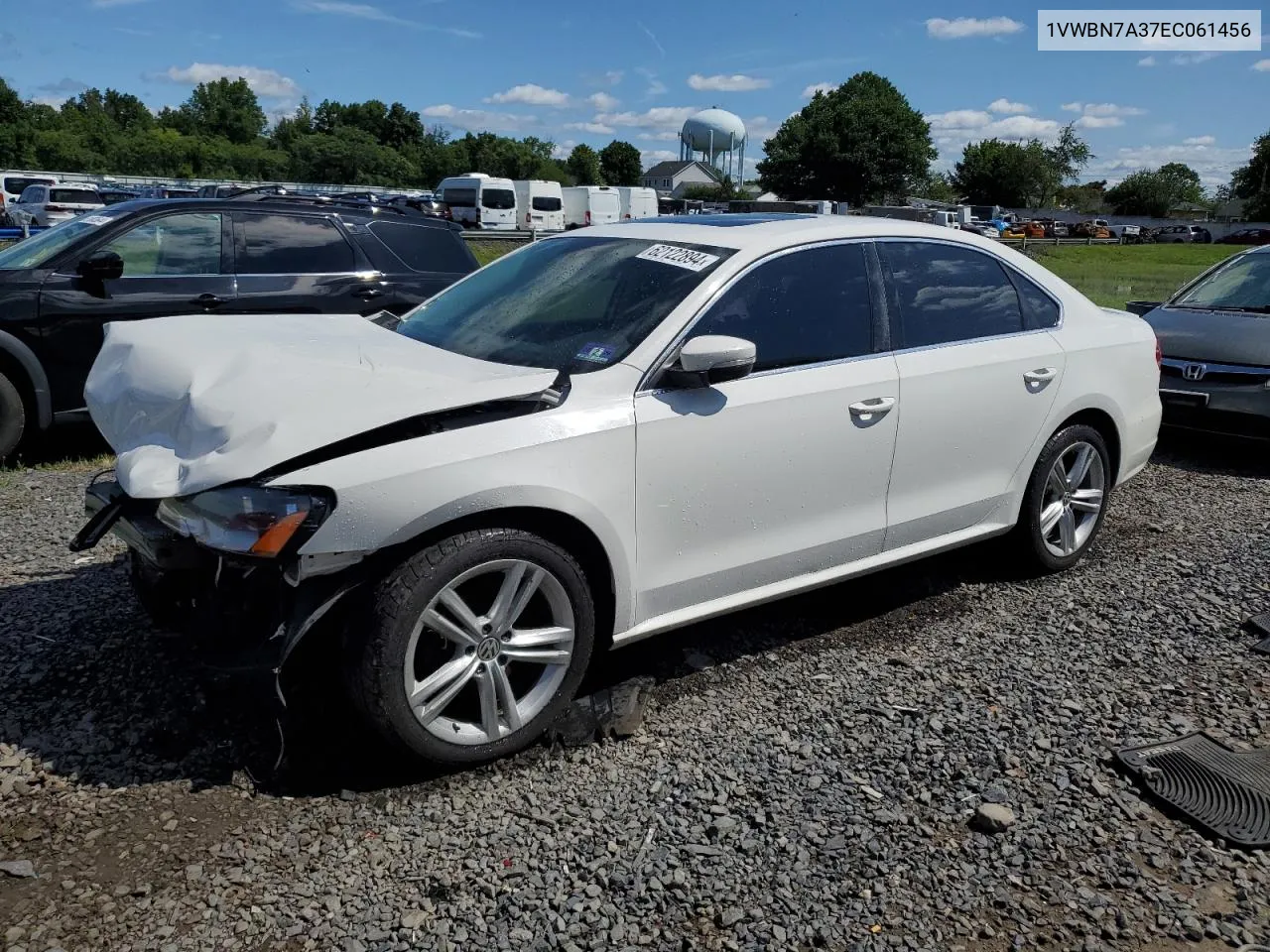 2014 Volkswagen Passat Se VIN: 1VWBN7A37EC061456 Lot: 70824814