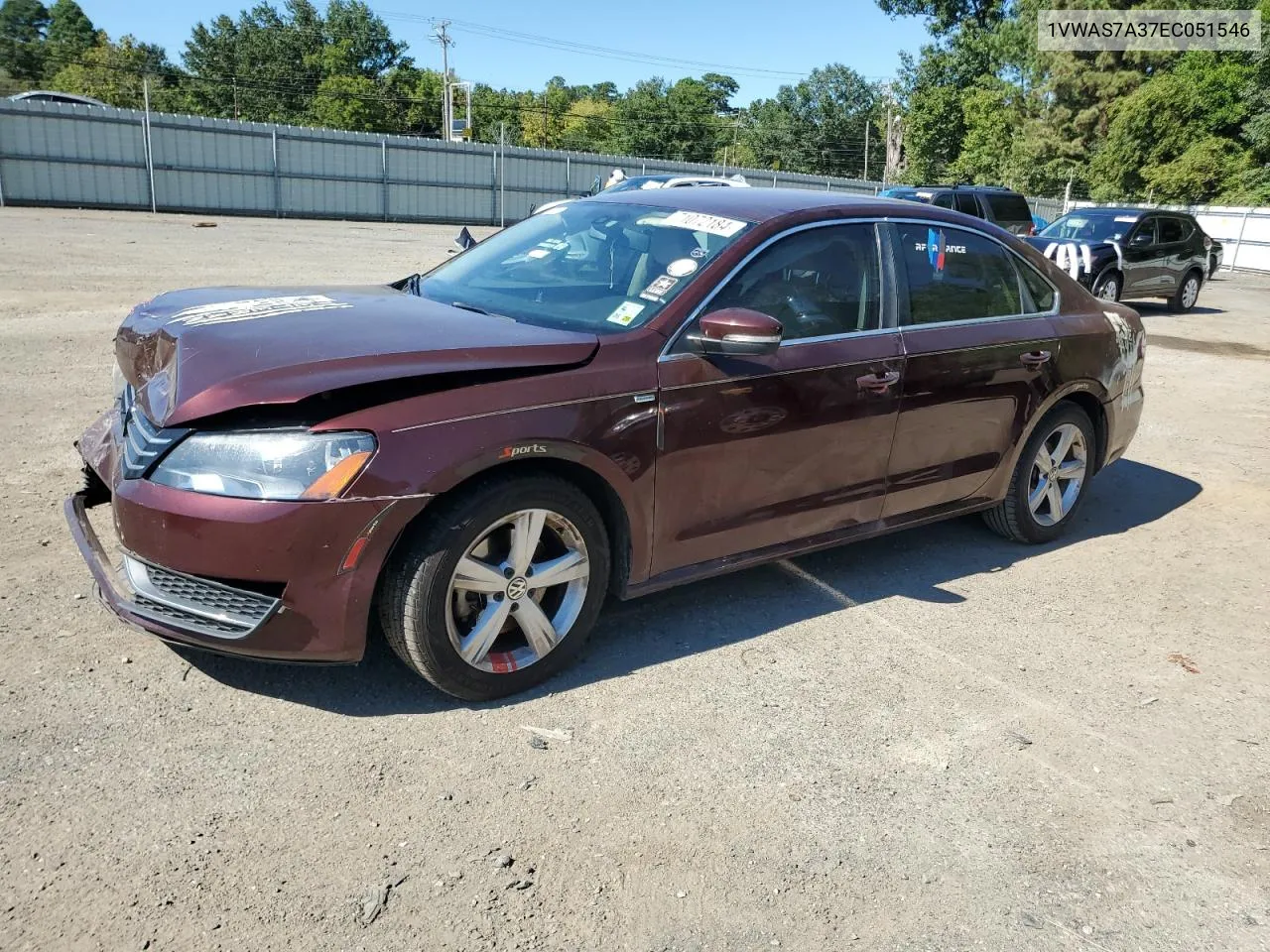 2014 Volkswagen Passat S VIN: 1VWAS7A37EC051546 Lot: 71072184