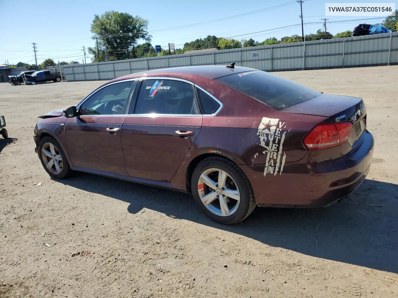 2014 Volkswagen Passat S VIN: 1VWAS7A37EC051546 Lot: 71072184